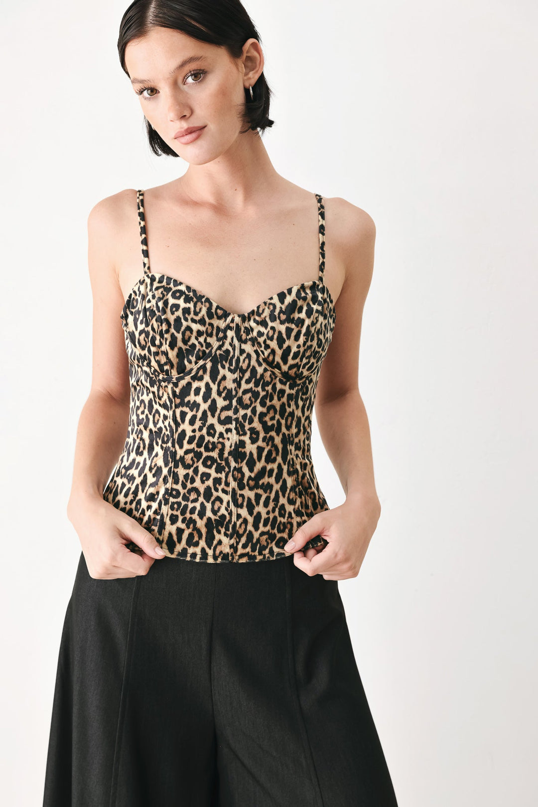 WILD SPOT BUSTIER WOVEN TOP