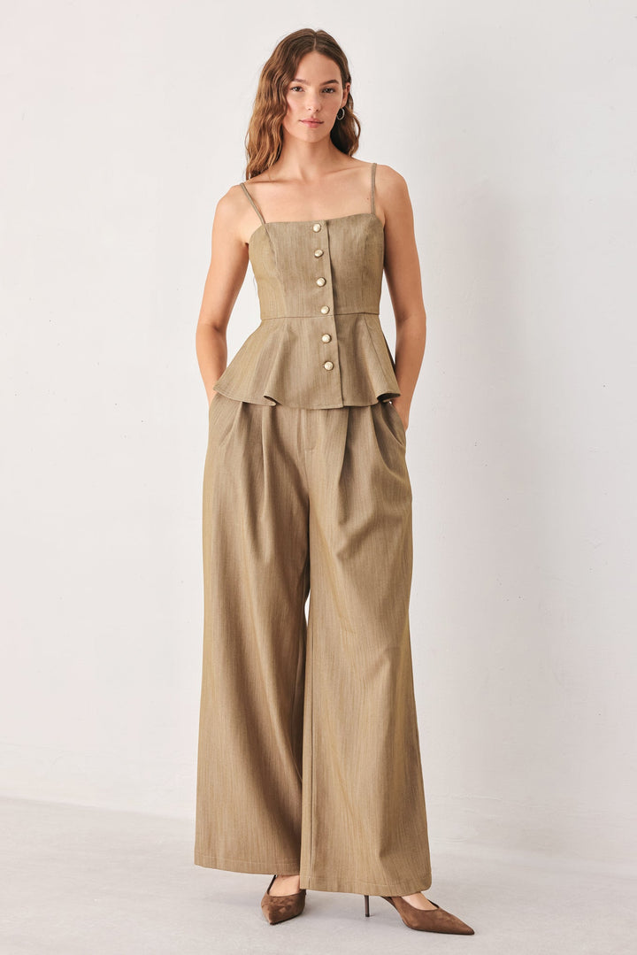 STONEWASH RELAXED WOVEN TOP