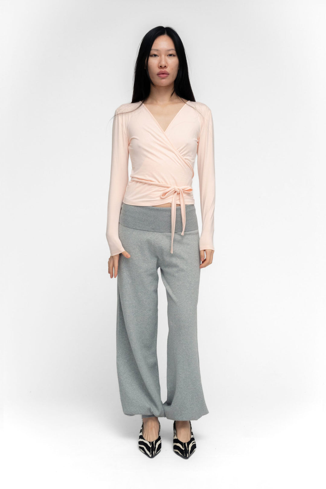 BALLERINA WRAP TOP IN POWDER PINK