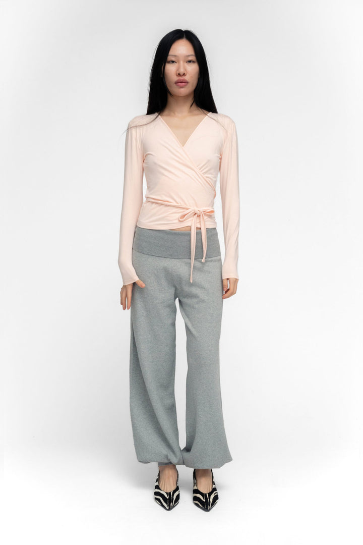 BALLERINA WRAP TOP IN POWDER PINK