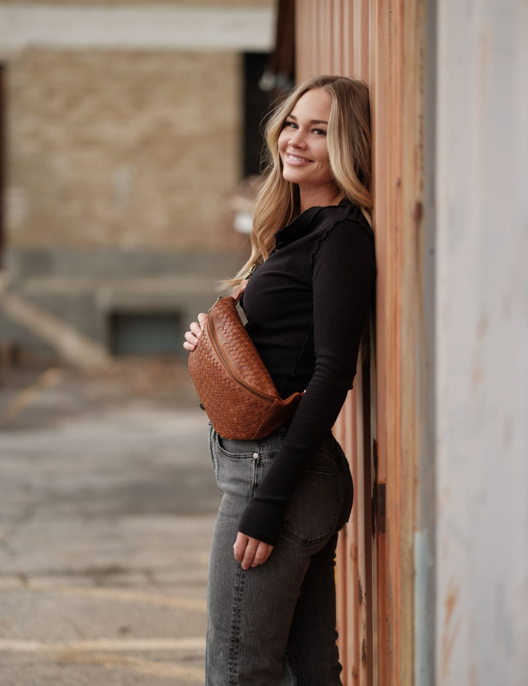 Haleiwa Woven Leather Crossbody Bag