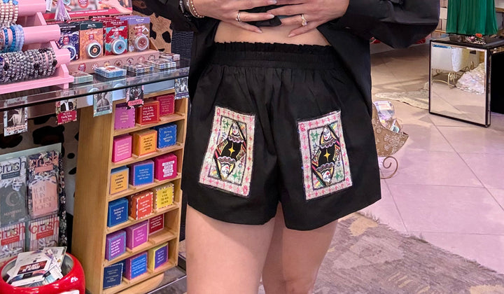 Queen of Sparkles Black Queen Card Cotton Shorts