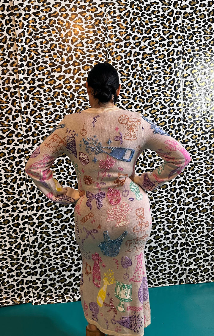 Queen of Sparkles Light Pink Birthday Icon Knit Dress