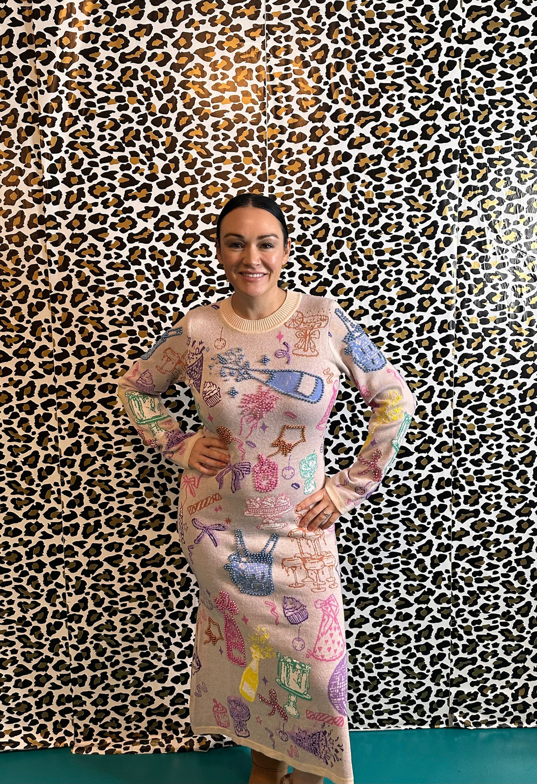 Queen of Sparkles Light Pink Birthday Icon Knit Dress