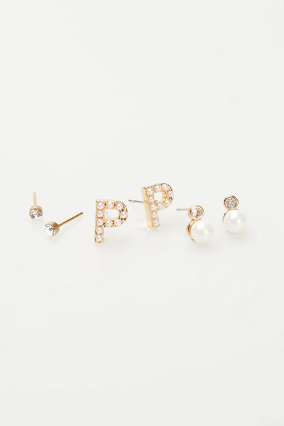 VIOLET & BROOKS: Mini Pearlie Initial Earrings Set