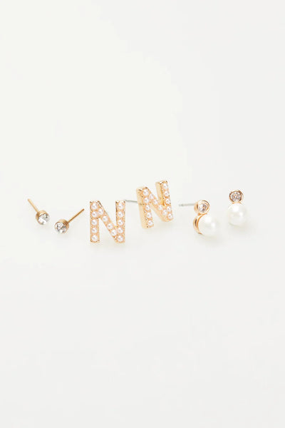 VIOLET & BROOKS: Mini Pearlie Initial Earrings Set