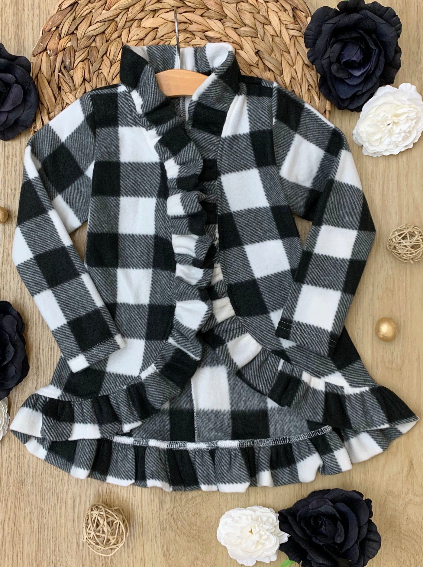 All Ruffled Up Gingham Ruffles Cardigan