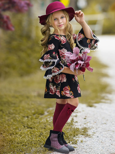 Dark and Lovely Tiered Sleeve Floral Miya Dress