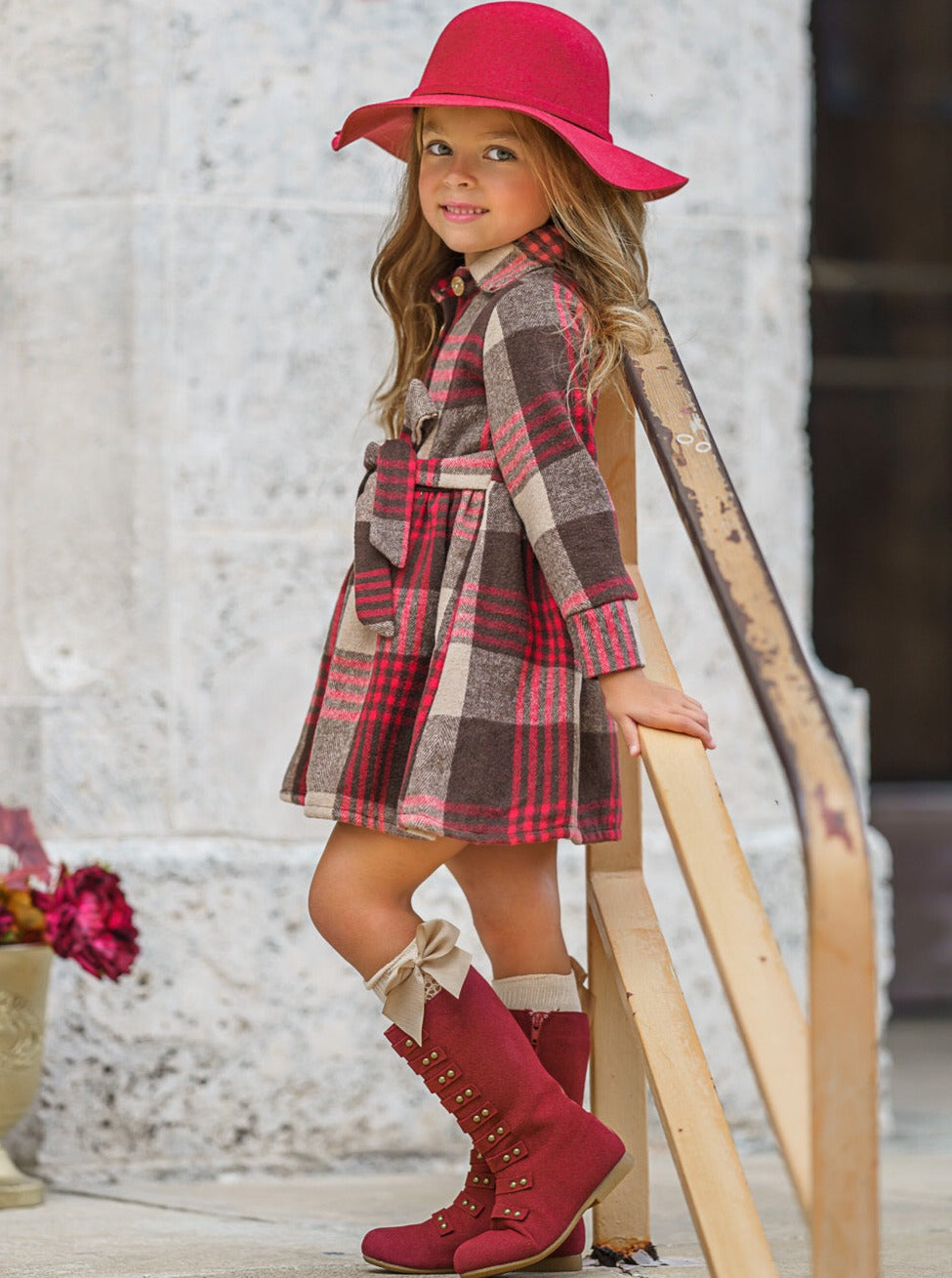 Pumpkin Harvest Brown Flannel Dress