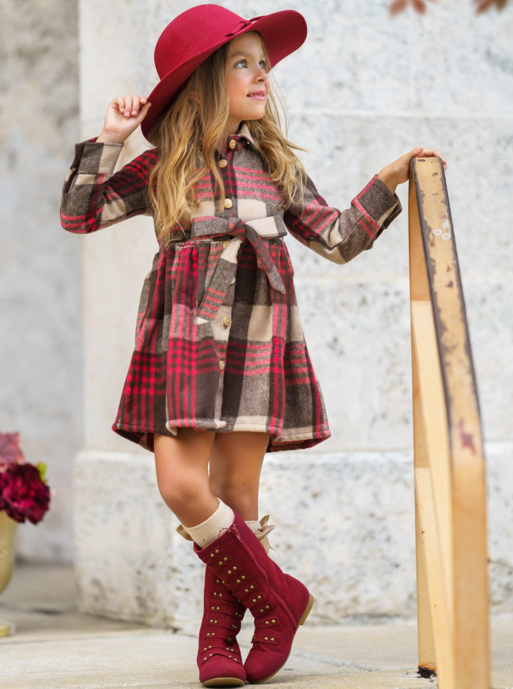 Pumpkin Harvest Brown Flannel Dress