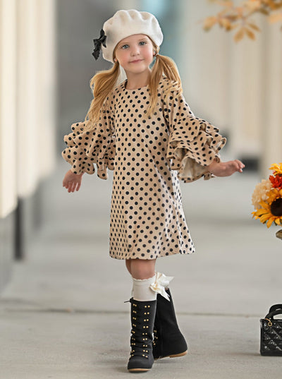 Parisian Polka Dot Ruffle Sleeved Dress