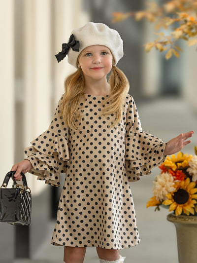 Parisian Polka Dot Ruffle Sleeved Dress