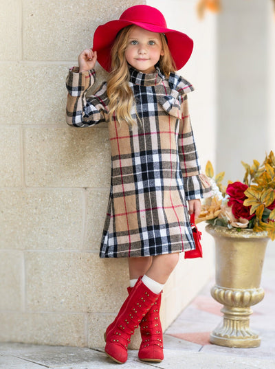 Classic Plaid Long Sleeve Shift Dress