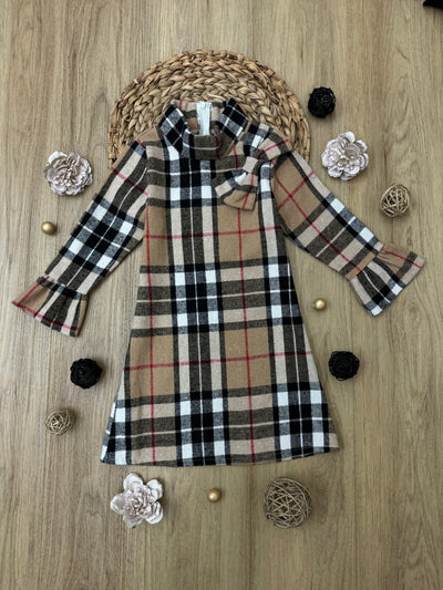 Classic Plaid Long Sleeve Shift Dress