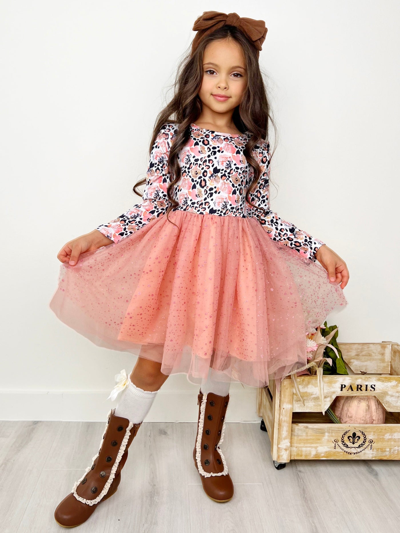 Wild Rose Leopard Print Tutu Dress