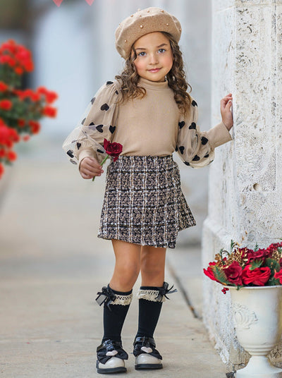 Heart On My Sleeve Tweed Skort Set