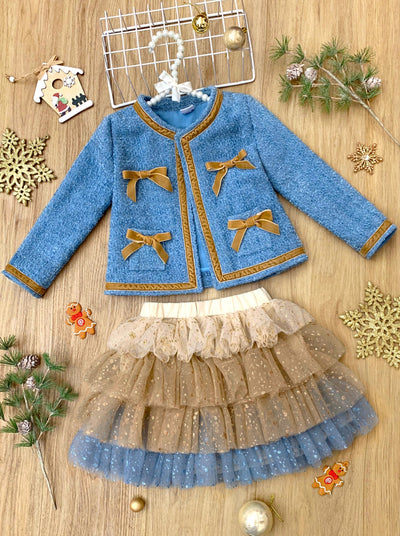 Hello Darling Blue Tweed Jacket And Tulle Skirt