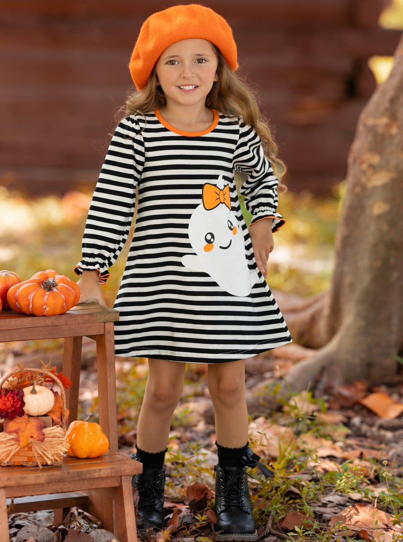 My Friendly Ghost Striped Halloween Dress