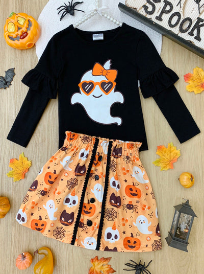 Boo, Felicia Ghost Top and Halloween Skirt Set