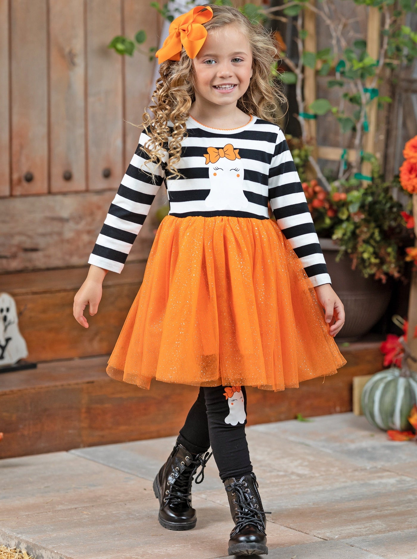 How Do You Boo Striped Tutu Tunic and Legging Set