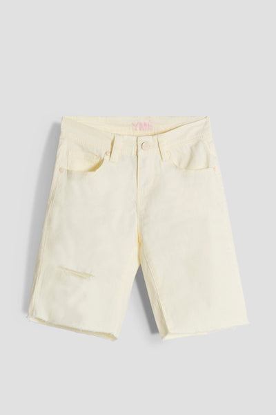 Girls Twill Frayed Hem Bike Shorts