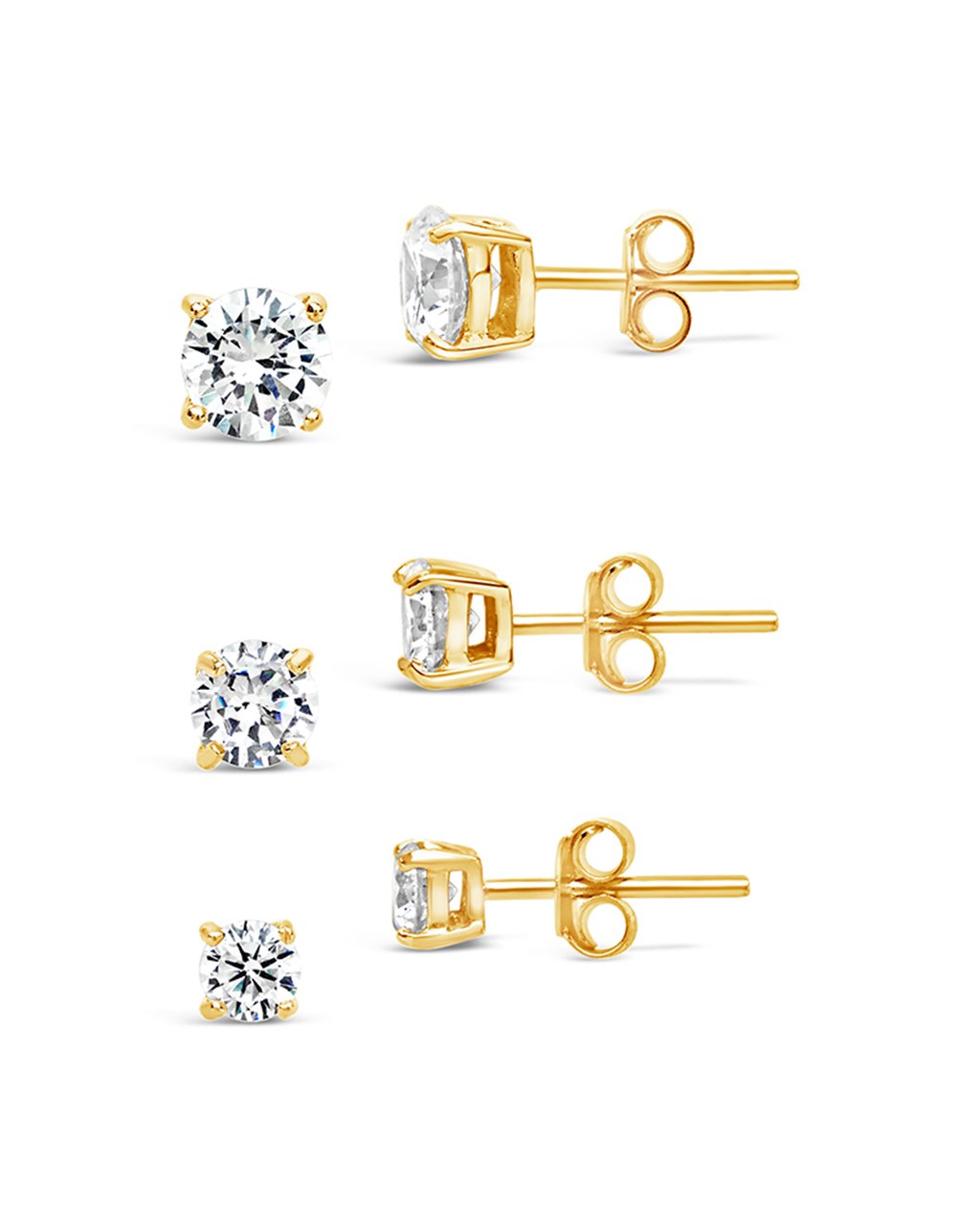 Sterling Silver CZ Stud Earring Set