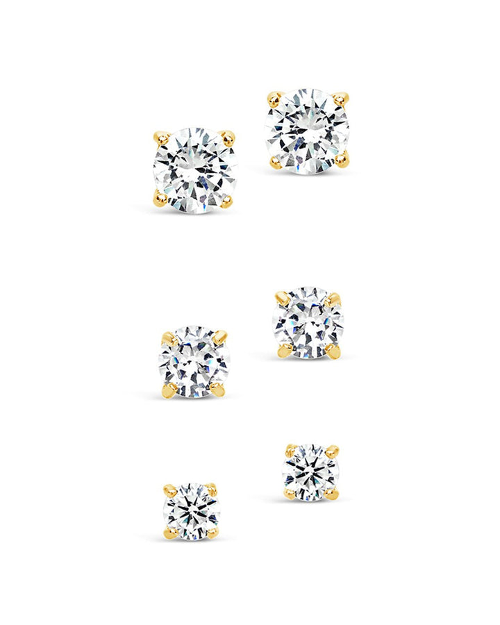 Sterling Silver CZ Stud Earring Set