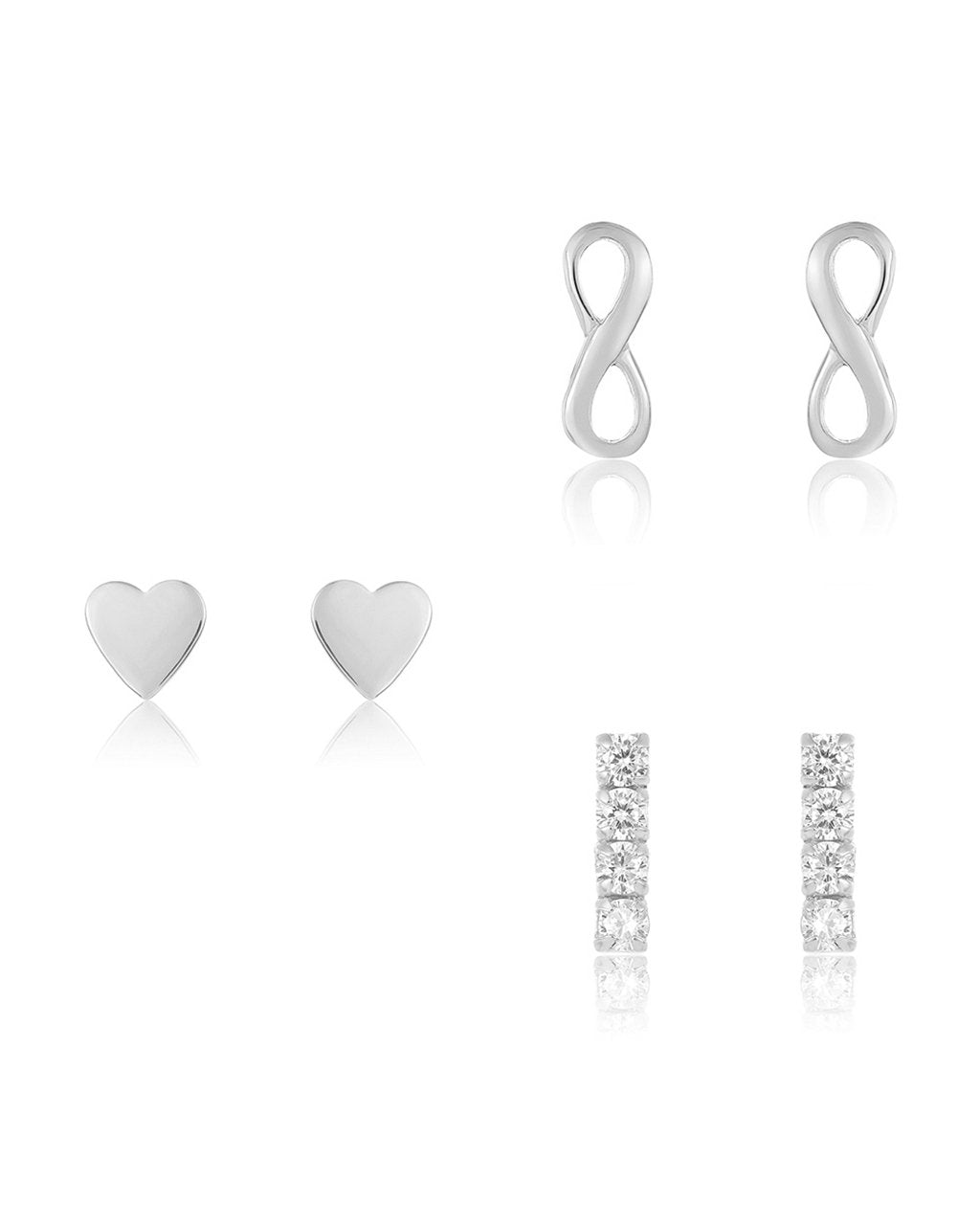 Sterling Silver Heart & Infinity Earring Set of 3