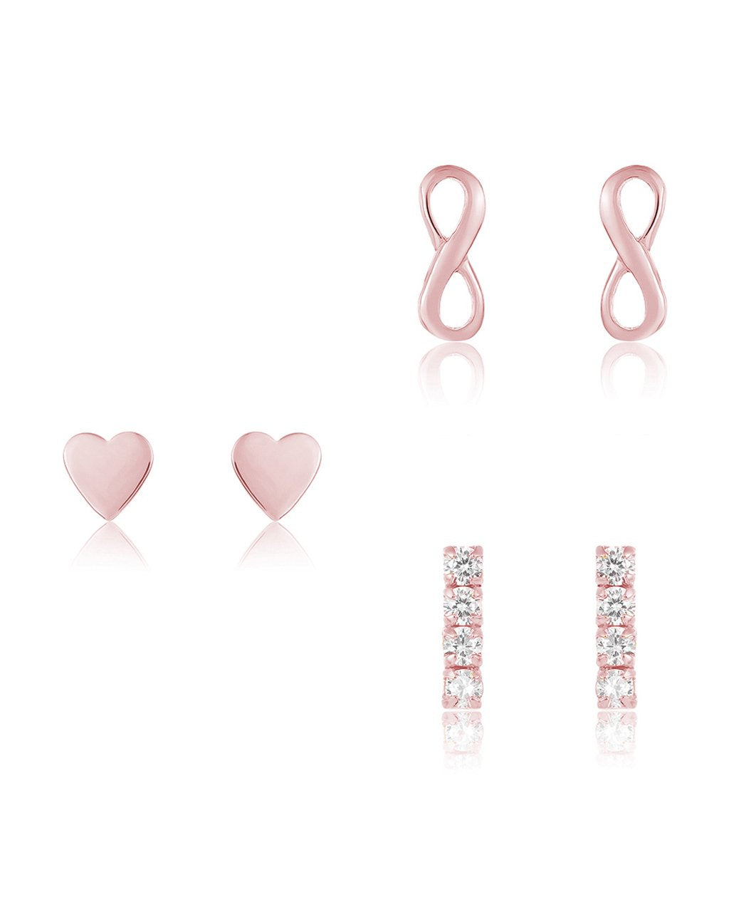 Sterling Silver Heart & Infinity Earring Set of 3
