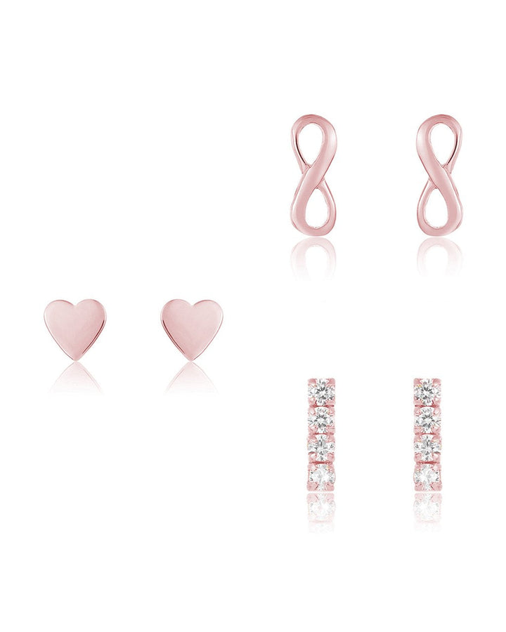 Sterling Silver Heart & Infinity Earring Set of 3