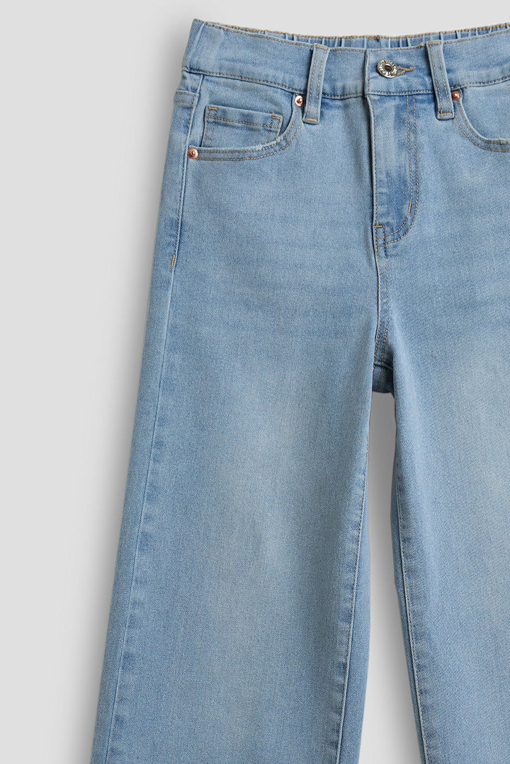 Girls Wide Leg Elastic Waist Jeans