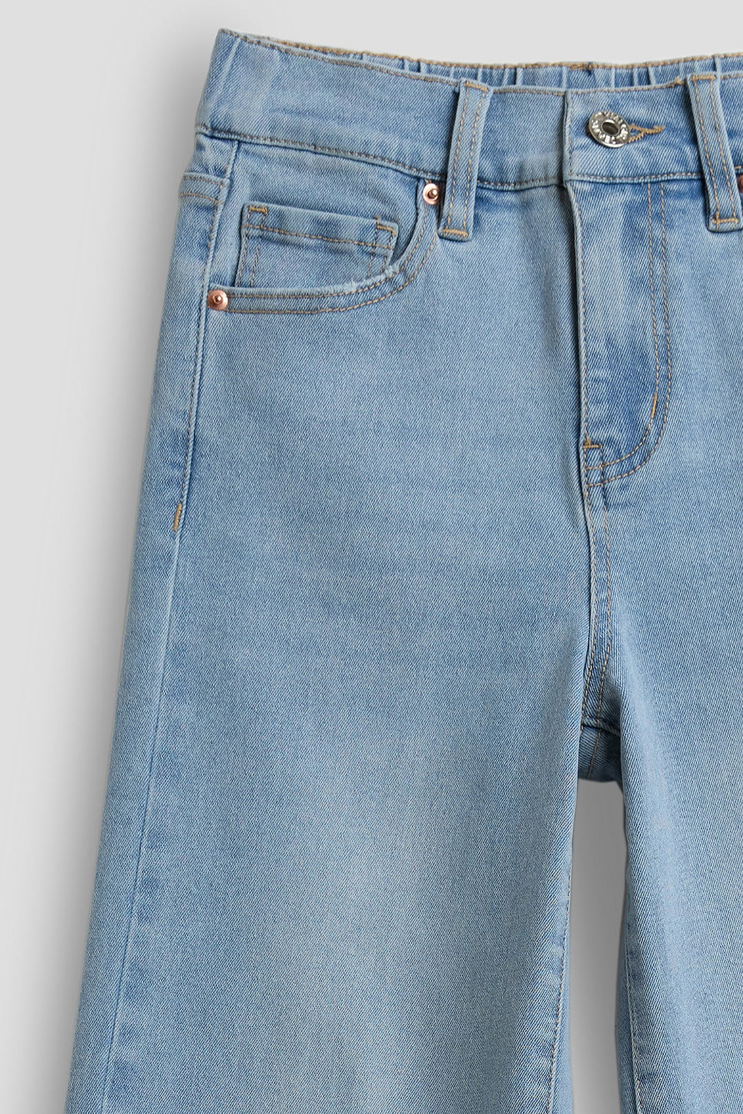 Girls Wide Leg Elastic Waist Jeans