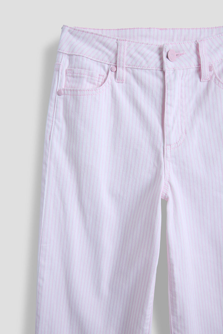 Girls Baby Pink Hickory Stripe Wide Leg Pant