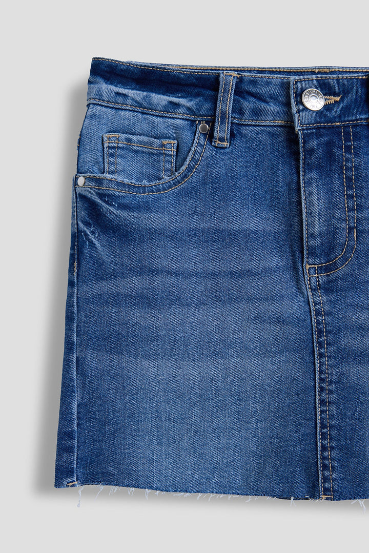 Girls Raw Hem Mini Skort