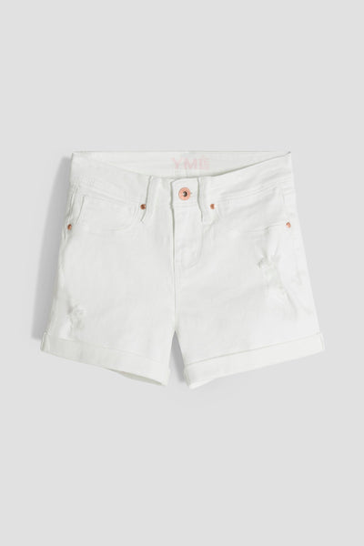 Girls Essential Cuffed Shorts Distressed