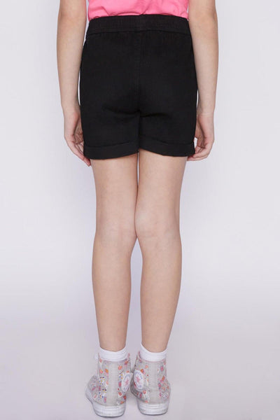 Girls Cuffed Pull-On Shorts with Faux Drawstring