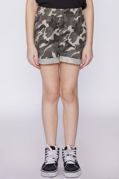 Girls Cuffed Pull-On Shorts with Faux Drawstring