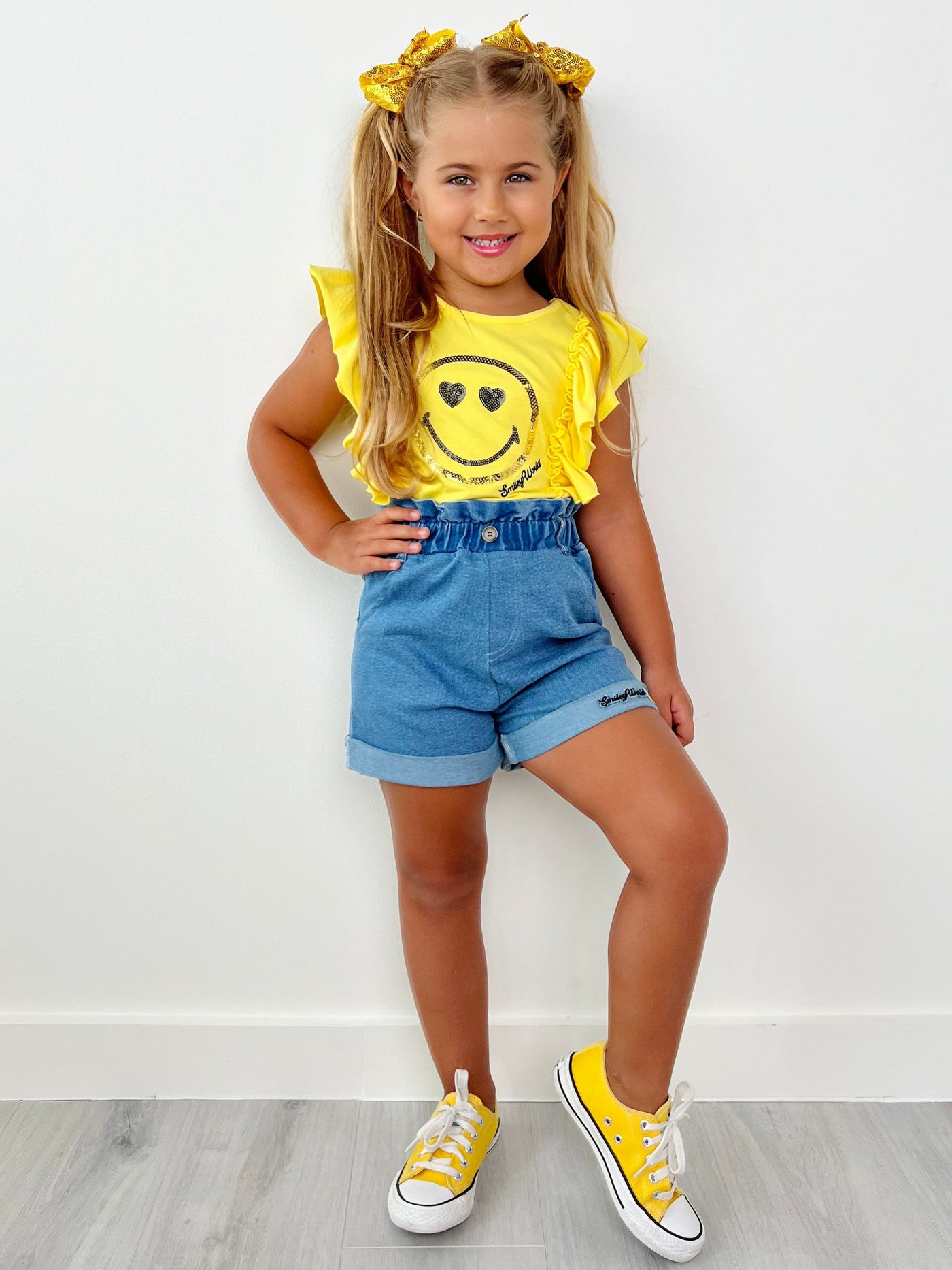 SmileyWorld Bold Expression Denim Shorts Set