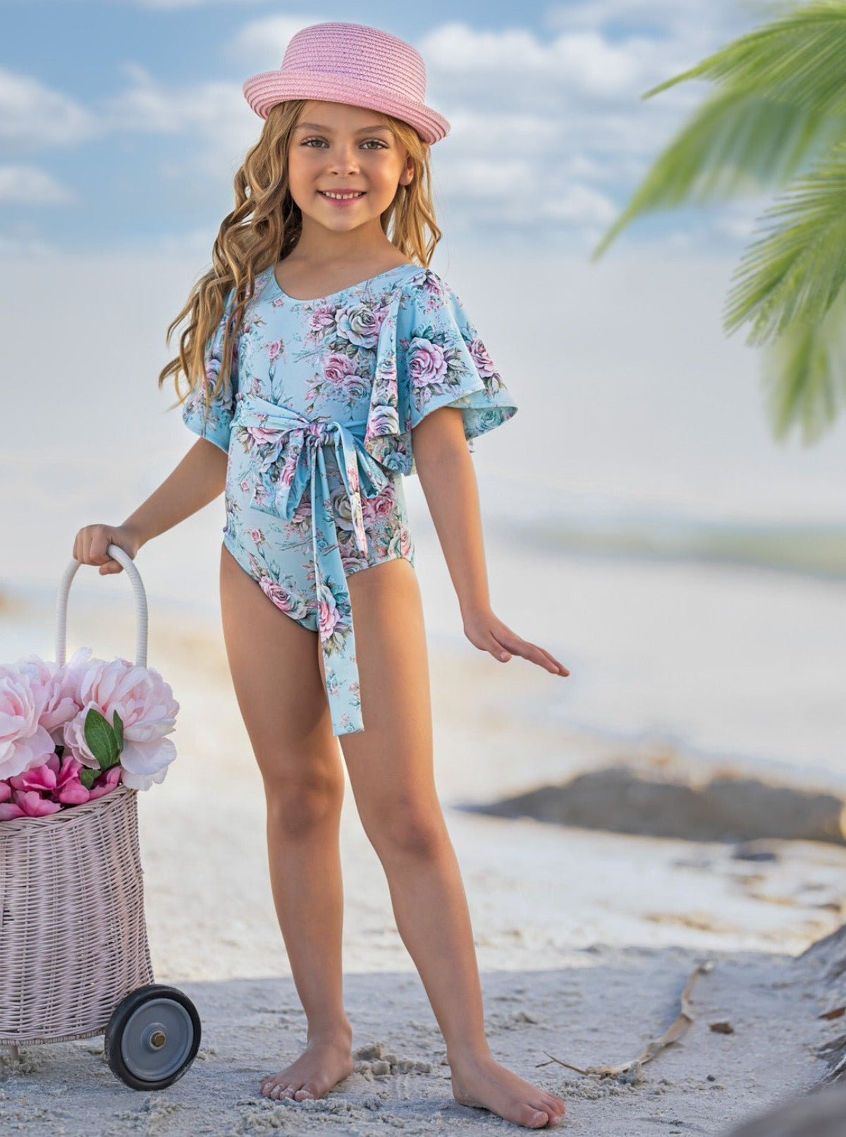 Petal Splash Flare Sleeve One Piece Swimsuit