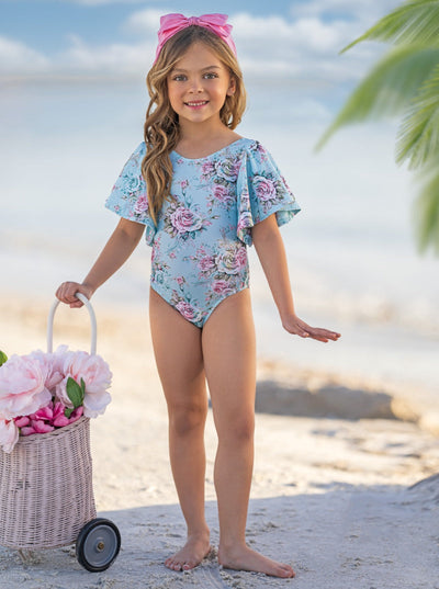 Petal Splash Flare Sleeve One Piece Swimsuit