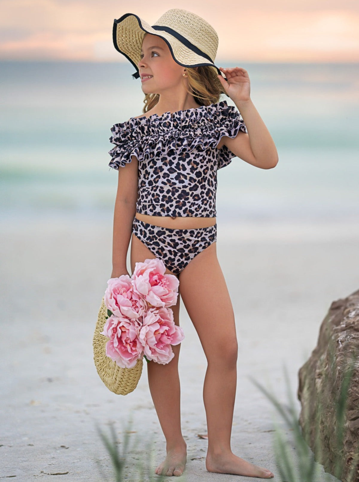 Wildcat Chic Ruffle Tankini Two Piece Swimsuit