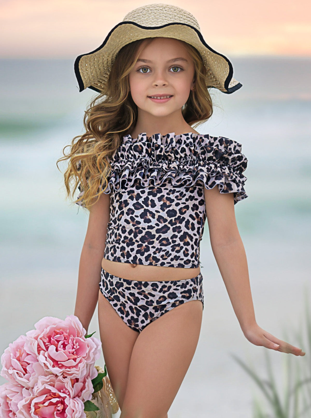 Wildcat Chic Ruffle Tankini Two Piece Swimsuit