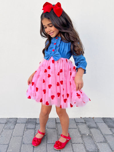 Twirl Into My Heart Chambray Tutu Dress