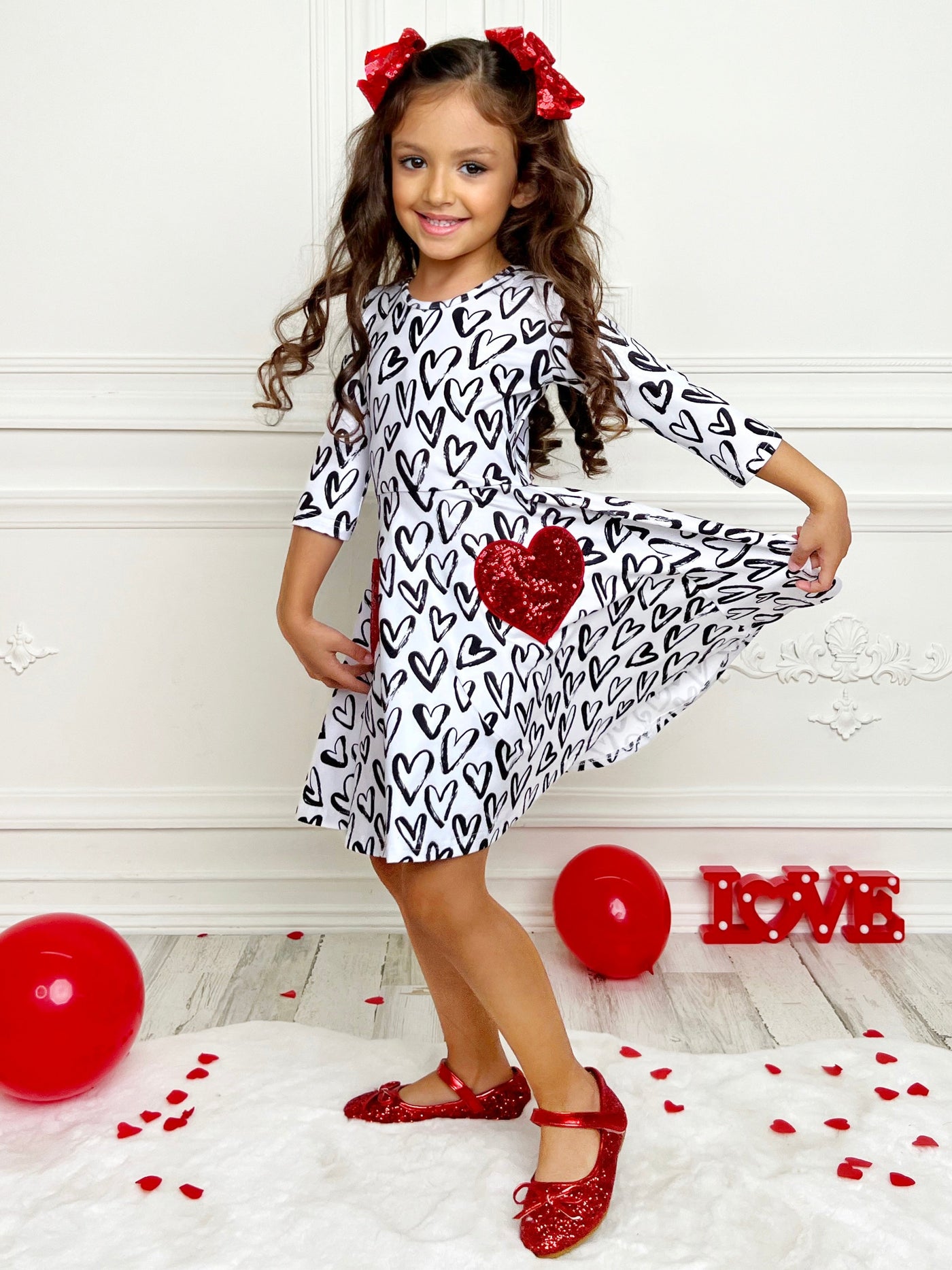 Dressed With Love Sequin Heart Skater Dress