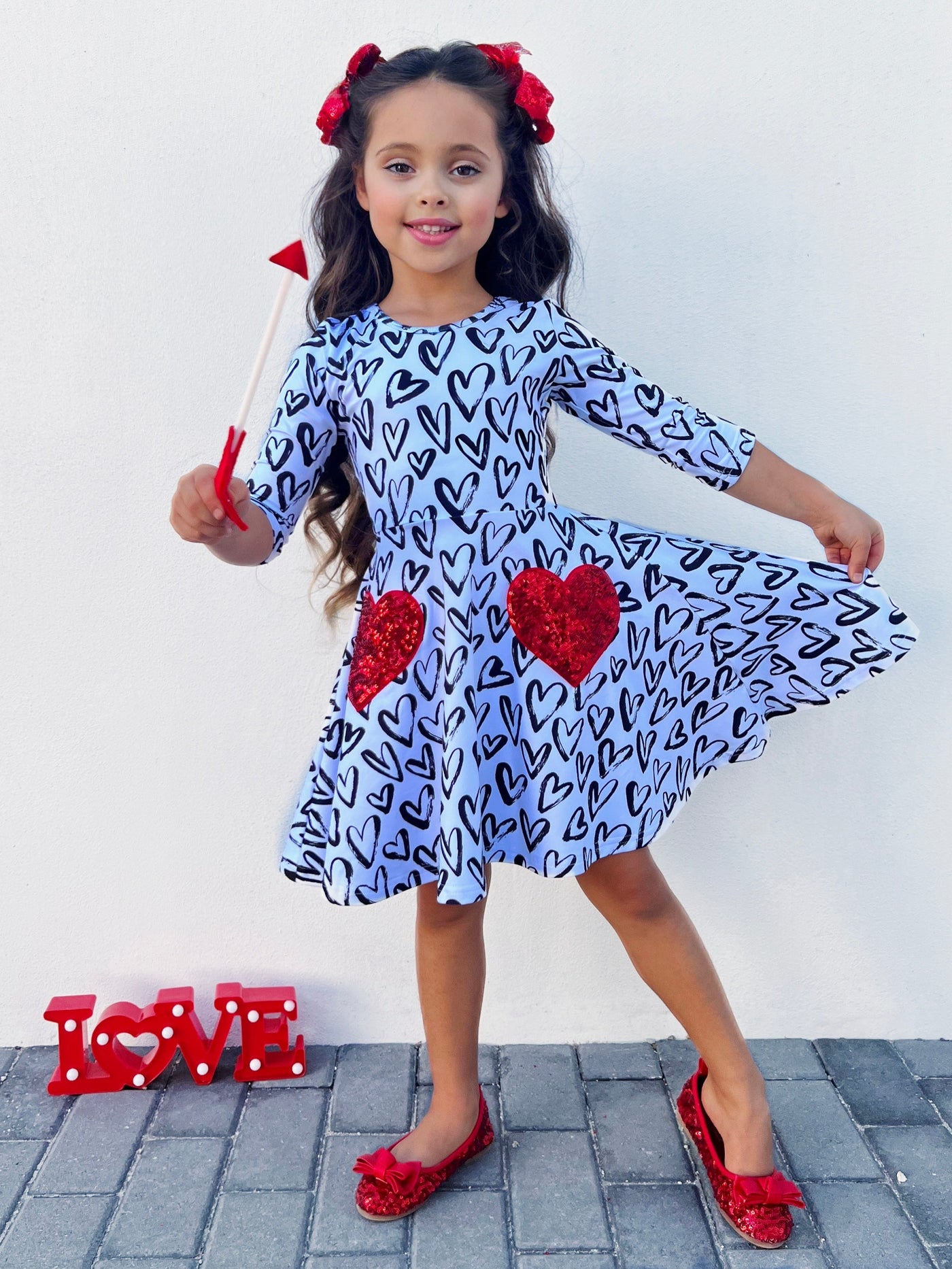 Dressed With Love Sequin Heart Skater Dress