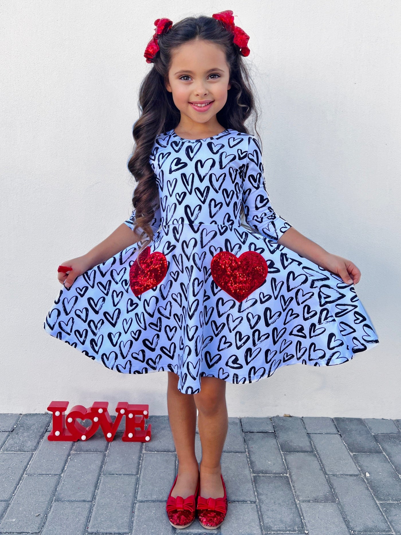 Dressed With Love Sequin Heart Skater Dress