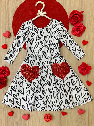 Dressed With Love Sequin Heart Skater Dress