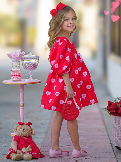 Sweethearts Puff Sleeve Valentine's Day Dress