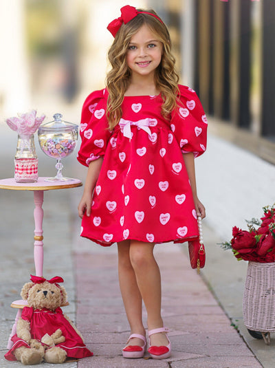 Sweethearts Puff Sleeve Valentine's Day Dress