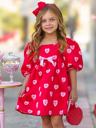 Sweethearts Puff Sleeve Valentine's Day Dress